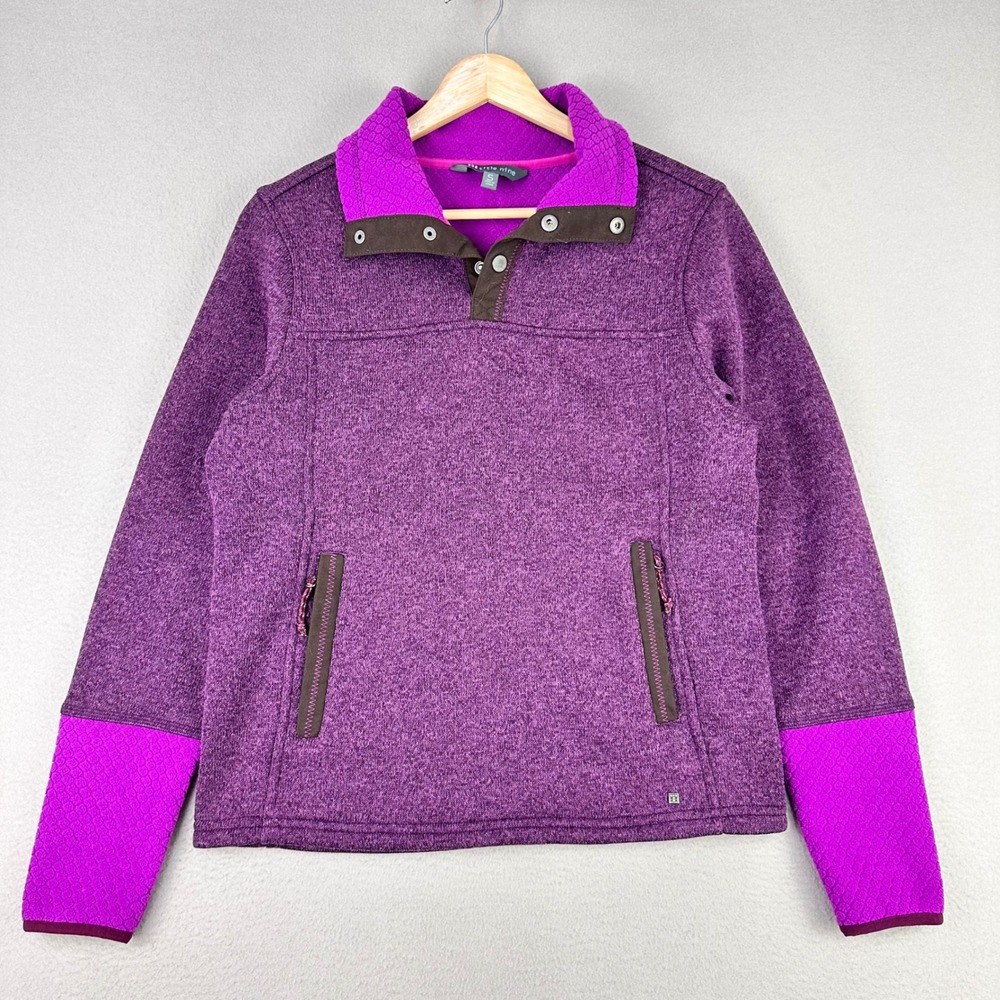 Title Nine Baseline Quarter Snap Pullover Jacket Sweater Womens S Purple Trail